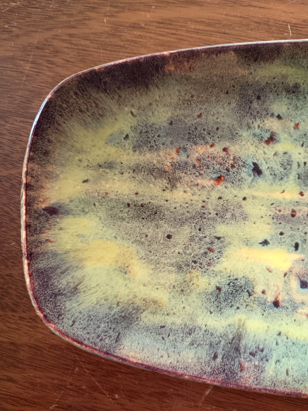 Holland Mold Retro Mid Century Modern Yellow Brown Ceramic Oblong Dish
